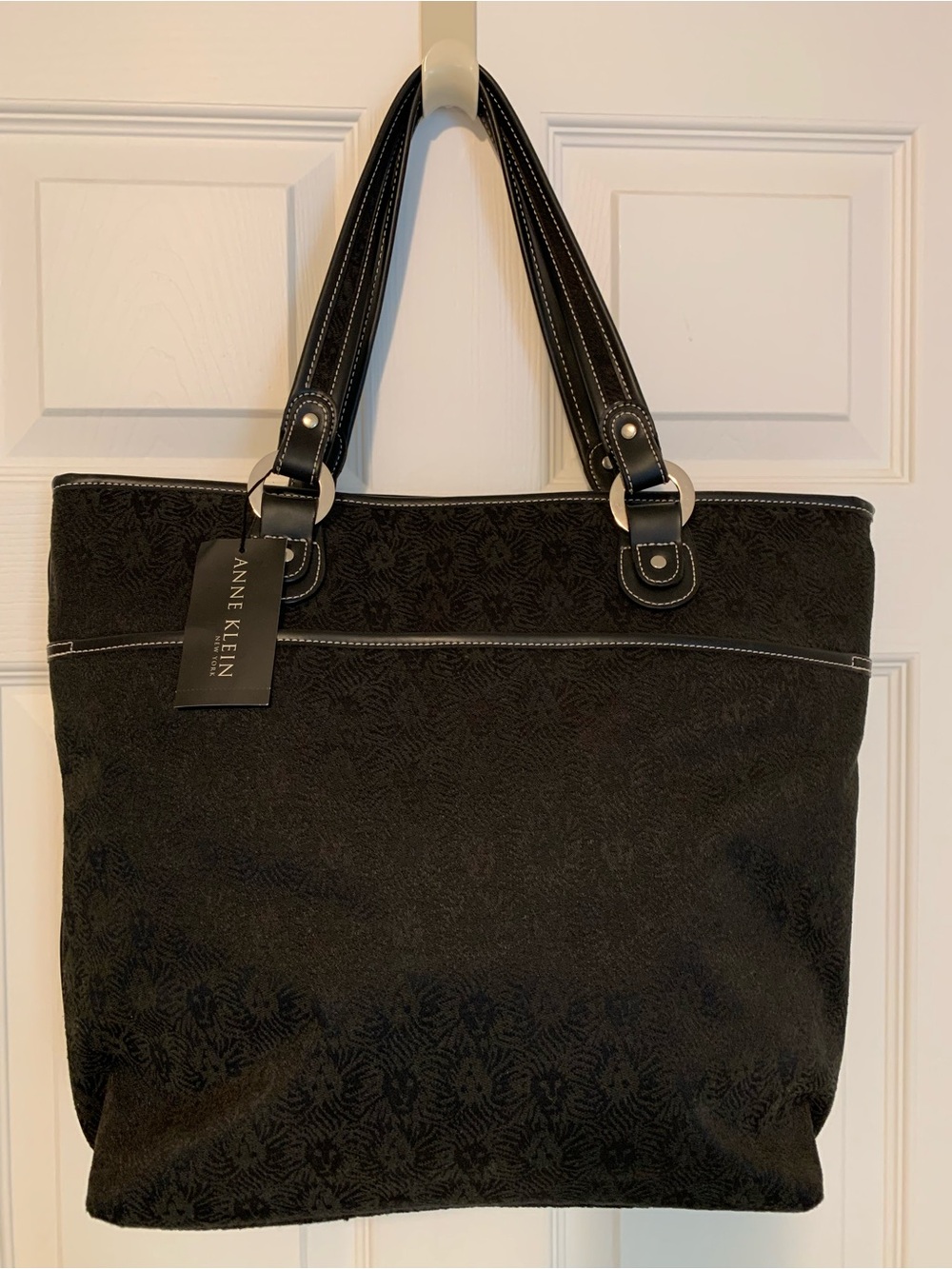 Anne Klein Black Tote Bag with Top Handles NWT